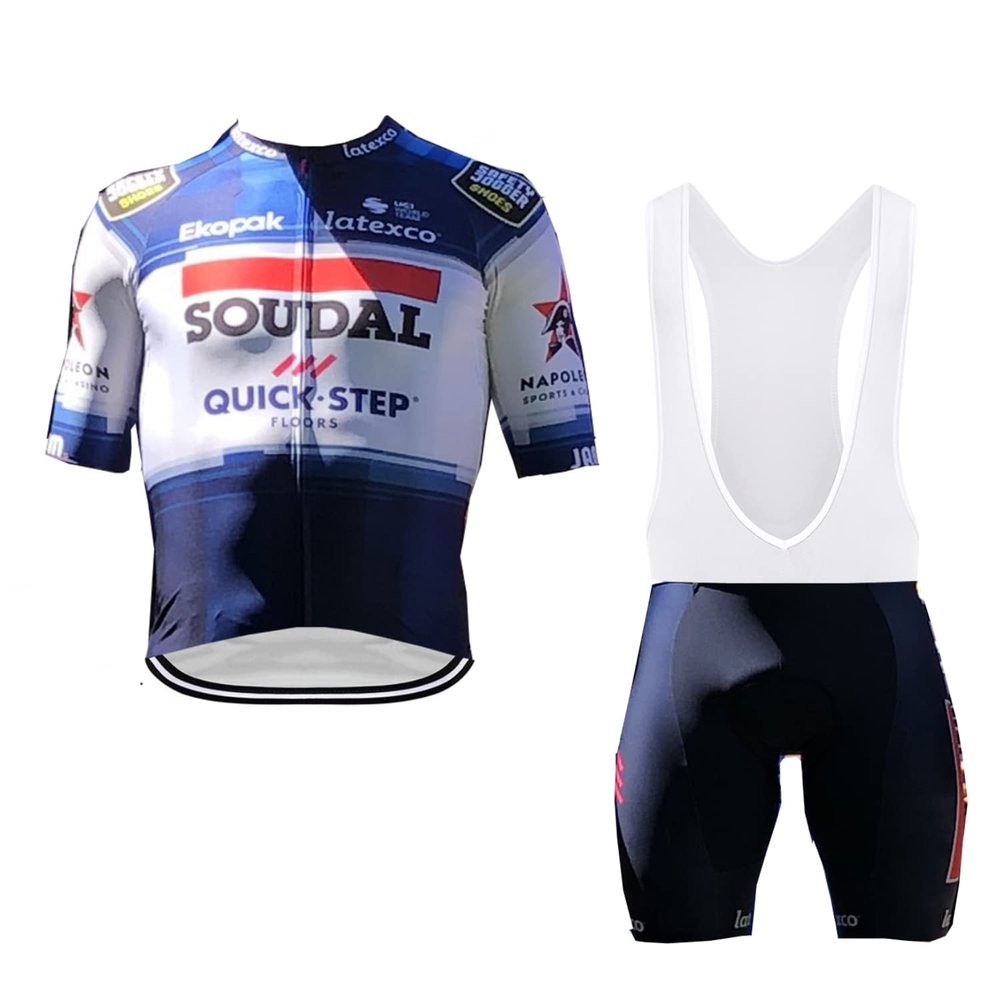 2023 Pro Team Soudal Quick Step Cycling Jersey Set For Men,Breathable MTB Bike Shirt Bib Short Kits GEL Paddad (3XL)