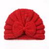 Toddler Infant Baby Boys Girls Knitted Cap Beaniess Solid Cotton Bowknot Elastics Turban Hat Kids Winter (Red, One Size) view 2