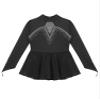 JEATHA Kids Girls Figure Ice Skating Dress Dance Costume Long Sleeve Mesh Splice Rhinestones Gymnastics Dancewear Black C 14 Years view 3