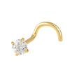 14K Solid Yellow Gold, Twisted Bar Nose Stud, 20 GA, Diamond Nose Stud, Micro Nose, Screw Nose Stud, Body Jewelry Real Gold view 1