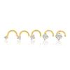 14K Solid Yellow Gold, Twisted Bar Nose Stud, 20 GA, Diamond Nose Stud, Micro Nose, Screw Nose Stud, Body Jewelry Real Gold view 2