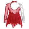 JEATHA Kids Girls Rhinestone Mesh Splice Metallic Leotard Dress Ballet Dance Gymnastics Skating Dress Dancewear Burgundy B 6 view 2