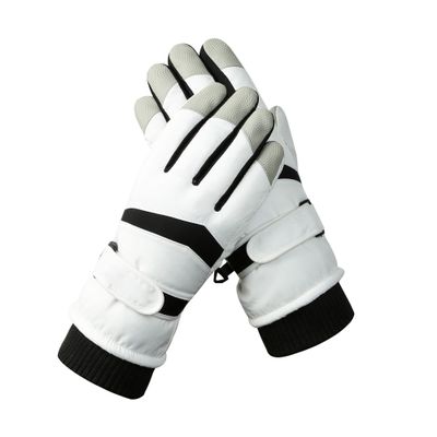 Bestgift Winter ski gloves for men and women can touch the screen for outdoor riding, warm and plush gloves are waterproof and anti-skid HX-113 White one size