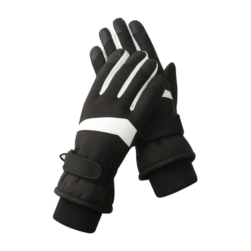 Bestgift Winter ski Gloves for Men and Women can Touch The Screen for Outdoor Riding, Warm and Plush Gloves are Waterproof and Anti-Skid HX-113 Black 2 one Size