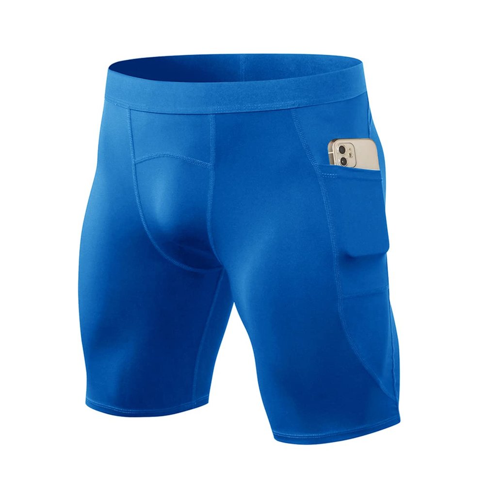 CARGFM Compression Shorts for Men, Basketball Running Tights Cool Dry Spandex Underwear Workout Gym Athletic Baselayer Blue