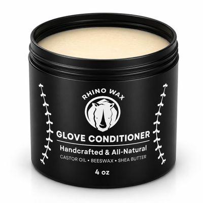 Rhino Wax - Baseball Glove Conditioner - 4 oz - Premium Leather Mitt Balm for Ball Gloves or Softball Mitts - Deeply Moisturizes - Speeds up Break-In time - Easy to Use - No Mess - Proudly Made in USA