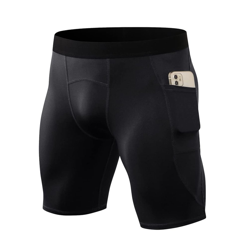 CARGFM Compression Shorts for Men, Basketball Running Tights Cool Dry Spandex Underwear Workout Gym Athletic Baselayer Black