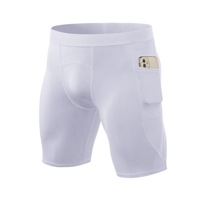 CARGFM Compression Shorts for Men, Basketball Running Tights Cool Dry Spandex Underwear Workout Gym Athletic Baselayer White