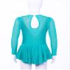 JEATHA Kids Girls Figure Ice Skating Dress Sparkle Rhinestones Mesh Long Sleeve Ballet Dance Leotard Dress Lake Green A 12 view 3