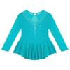 JEATHA Kids Girls Figure Ice Skating Dress Sparkle Rhinestones Mesh Long Sleeve Ballet Dance Leotard Dress Lake Green A 12 view 4