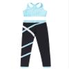Hansber Kids Girls Gymnastics Crop Top with Leggings Set 2 Piece Dance Sports Outfits Gym Yoga Running Activewear Light,Blue 8 view 3