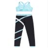 Hansber Kids Girls Gymnastics Crop Top with Leggings Set 2 Piece Dance Sports Outfits Gym Yoga Running Activewear Light,Blue 8 view 4