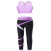 Hansber Kids Girls Gymnastics Crop Top with Leggings Set 2 Piece Dance Sports Outfits Gym Yoga Running Activewear Lavender 16 view 1