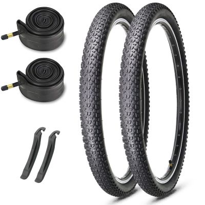 27.5x2.125 Inch Mountain Bike Tires Set: 2-Pack with 27.5" Folding MTB Replacement Tires, Inner Tubes & Levers, Steel Bead All-Terrain High-Performance Durable for Off-Road, Street & Trail Adventures