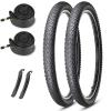 27.5x2.125 Inch Mountain Bike Tires Set: 2-Pack with 27.5" Folding MTB Replacement Tires, Inner Tubes & Levers, Steel Bead All-Terrain High-Performance Durable for Off-Road, Street & Trail Adventures view 1