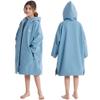 Hiturbo Kids Waterproof Swim Parka: Thin Fleece Lined Swimming Coat - Oversized Swimmer Jacket for Surf Swim Team (8-12Y, Blue) view 2