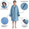 Hiturbo Kids Waterproof Swim Parka: Thin Fleece Lined Swimming Coat - Oversized Swimmer Jacket for Surf Swim Team (8-12Y, Blue) view 3