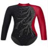 JEATHA Kids Girls Rhinestone Ballet Dance Leotard Gymnastics Playsuit Long Sleeve Mock Neck Bodysuit Tops Burgundy 6 Years view 2