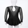 JEATHA Kids Girls Figure Ice Skating Dress Sparkle Rhinestones Mesh Long Sleeve Ballet Dance Leotard Dress Black Flower 8 view 3