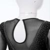 JEATHA Kids Girls Figure Ice Skating Dress Sparkle Rhinestones Mesh Long Sleeve Ballet Dance Leotard Dress Black Flower 8 view 4