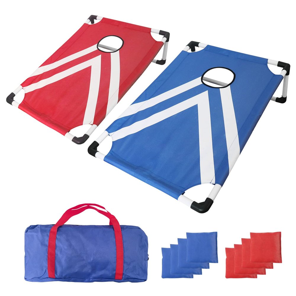 Portable PVC Framed Cornhole Game Set with 2 Collapsible Cornhole Boards, 8 Bean Bags and Carrying Case, Waterproof Mini Cornhole Set, Outdoor Indoor Yard Toss Games for Family (3 x 2-feet)