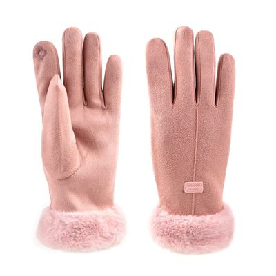 Bestgift Warm Gloves for Cycling Women Cute Winter ski Plush Outdoor Cycling Electric Motorcycle Gloves Pink one Size