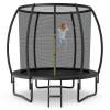 GYMAX 8FT 10FT 12FT ASTM Approved Recreational Trampoline With Enclosure, Ladder & Galvanized Steel Frame, Heavy Duty Anti-Rust Outdoor for Kids Youth Adults (Black, 8FT) view 1