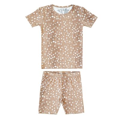 Copper Pearl Two Piece Short Sleeve Toddler Pajamas PJ Sets for Boys and Girls - Adorable Pattern Summer Pajamas Shorts to Keep Cool While Sleeping, Size 12 Months to 5T - Fawn