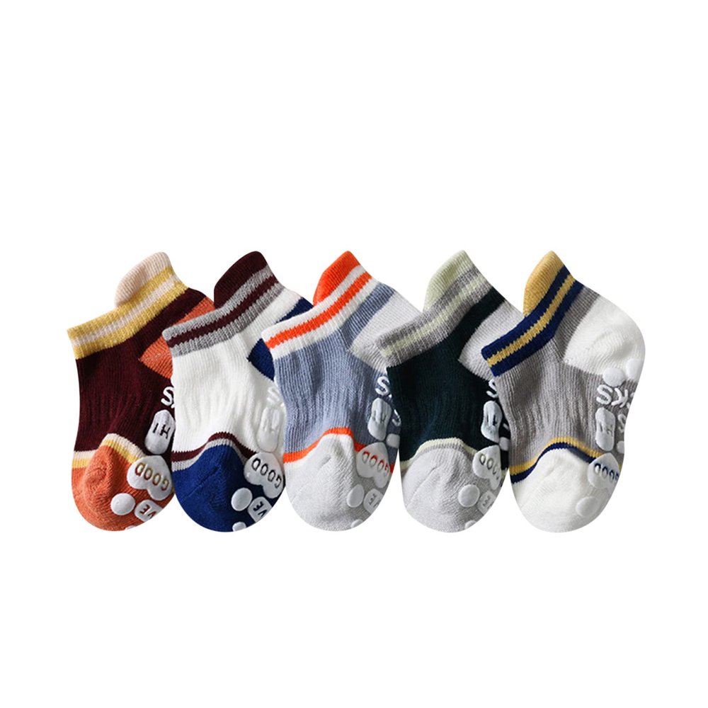 Baby unisex-baby Socks Cotton Cute Soft Crew Socks With Grips Kids Boys Girls Ankle Socks (C-A, 3-5 Years)