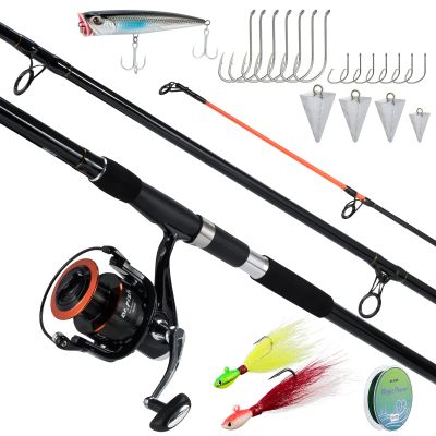 Dr.Fish Surf Fishing Rod and Reel Combo, Saltwater Fishing Gear Set, 12ft Surf Rod 8000 Spinning Reel 9+1 BB, Offshore Spinning Pole Kit Equipment Set Striper Pompano Flounder