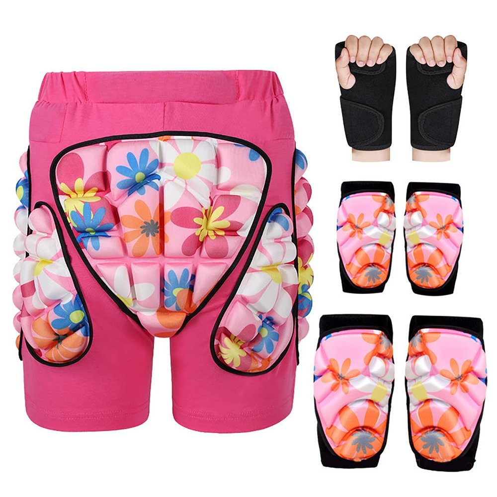 3D Protection Hip Butt EVA Padded Shorts for ski,JoyFishing Protective Padded Shorts Crash Pad Impact Gear for Skiing Skating Snowboarding for Children,Men Women (S, pink1)