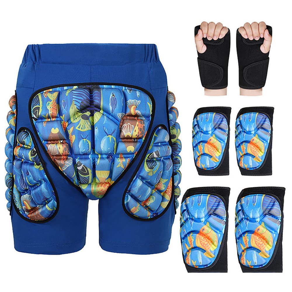 3D Protection Hip Butt EVA Padded Shorts for ski,JoyFishing Protective Padded Shorts Crash Pad Impact Gear for Skiing Skating Snowboarding for Children,Men Women (S, blue1)