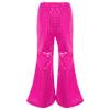 Loloda Girls Kids Shiny Metallic High Waisted Flare Pants Solid Color Hip Hop Jazz Streetwear Dancewear Bell Bottoms Hot Pink 3-4 Years view 2