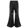 Loloda Girls Kids Shiny Metallic High Waisted Flare Pants Solid Color Hip Hop Jazz Streetwear Dancewear Bell Bottoms Black 13-14 Years view 2