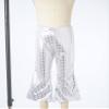 Loloda Girls Kids Shiny Metallic High Waisted Flare Pants Solid Color Hip Hop Jazz Streetwear Dancewear Bell Bottoms Silver 15-16 Years view 3