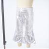 Loloda Girls Kids Shiny Metallic High Waisted Flare Pants Solid Color Hip Hop Jazz Streetwear Dancewear Bell Bottoms Silver 15-16 Years view 4