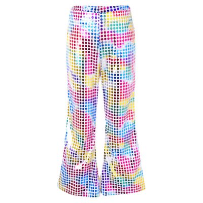 Loloda Girls Kids Shiny Metallic High Waisted Flare Pants Solid Color Hip Hop Jazz Streetwear Dancewear Bell Bottoms Colorful 7-8 Years