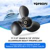 VQPROPs OEM Upgrade 11 1/2x13 Aluminum Boat Outboard Propeller fit Suzuki Engines 35-65 HP 13 Spline Tooth Parts No.58100-88L41-019,RH view 2