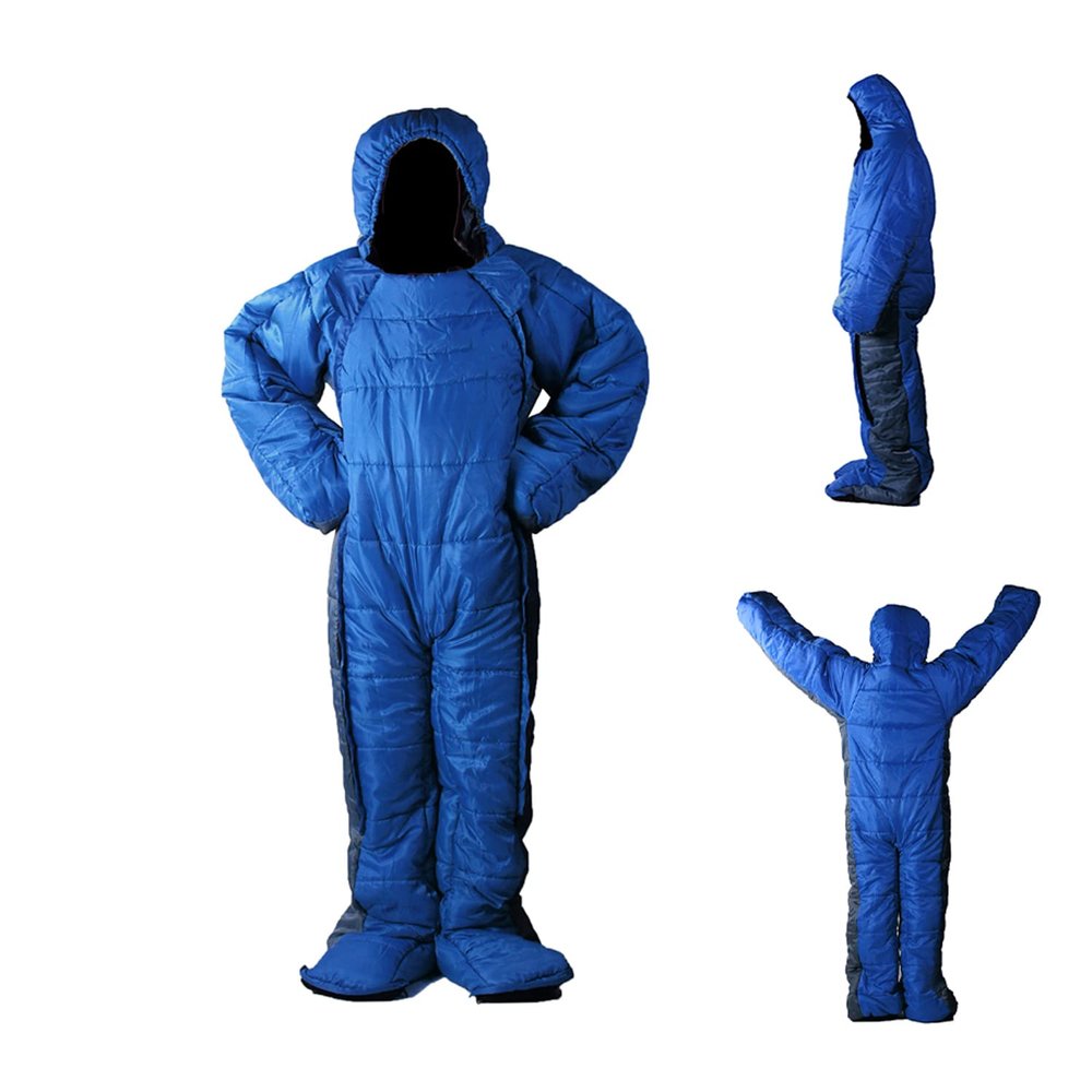 Adult Sleeping Bag Full Body Wearable Suit, Lightweight Mummy Style Cold Weather Sleeping Bag, 3-4 Seasons Warm Human Shaped Sleeping Wear with Arms and Legs for Backpacking Indoor Outdoor