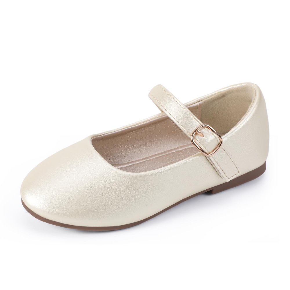 PANDANINJIA Rena Girls Dress Shoes Mary Jane Ballet Flats Back to School Uniform Shoes for Toddler/Little Kid