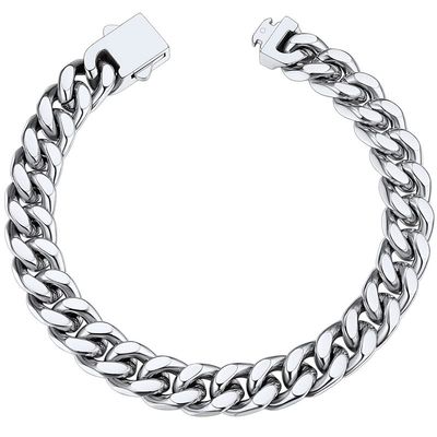 ChainsHouse Stainless Steel Mens Women Chain Bracelet 9mm 23cm Cuban Chain Bracelet