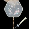 WEISHA Chinese Round Fan 1PC Chinese Style Embroidery Decor Fans with Ancient Style Long Handle Tassel Hanfu Cheongsam Dance Hand Fan Photography Prop(8) view 2