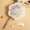 WEISHA Chinese Round Fan 1PC Chinese Style Embroidery Decor Fans with Ancient Style Long Handle Tassel Hanfu Cheongsam Dance Hand Fan Photography Prop(8) view 4