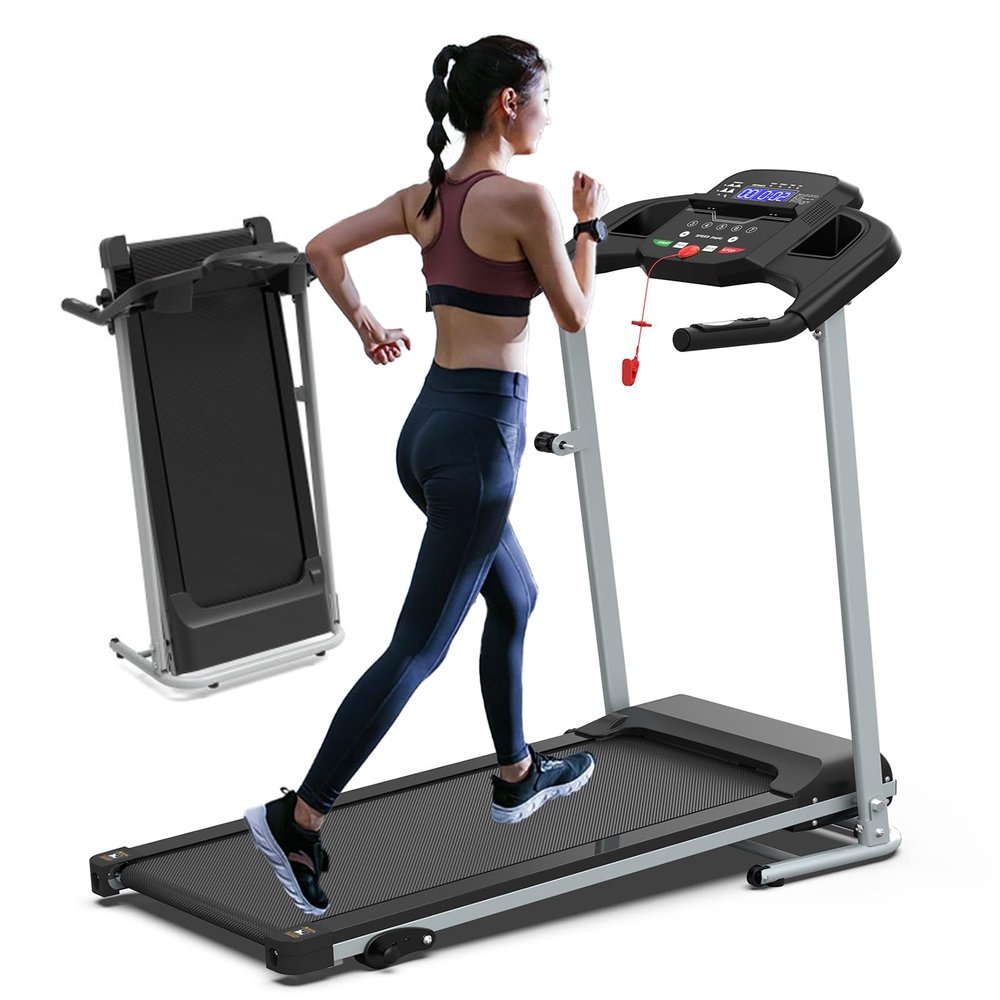 Compact Folding Treadmill with Incline for Home Workouts  Electric Walking Machine with 15 Adjustable Programs, 265 LB Capacity & MP3 Connectivity