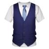 YOOJIA Mens Short Sleeve Funny Shirt Casual Formal Party Fake Suit Printed Tuxedo T Shirt Blue Large view 1