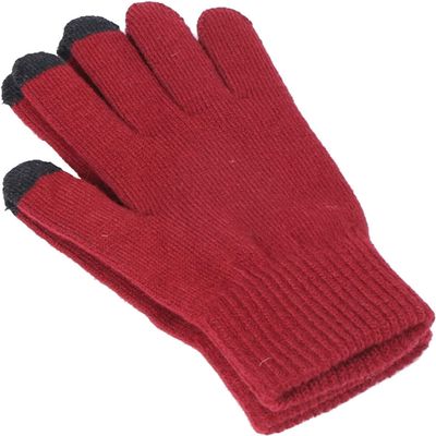 SCAPH Women Autumn Winter Casual Cute Little Snowman Decorative Warm Knit Touchable Mittens Gloves Mittens Women Cold Weather (Color : E-Wine, Size : One Size)