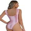 YiZYiF Women's 70D Oil Glossy Shiny Swimsuit High Cut Thong Blackless Dance Leotard Bodysuits Pink X-Large view 2