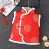Toddler Fleece Vest Coat, Kids Boys Girls Vest Chinese Traditional Style Tang Suit Winter Coat (Red, 18-24 Months) view 2