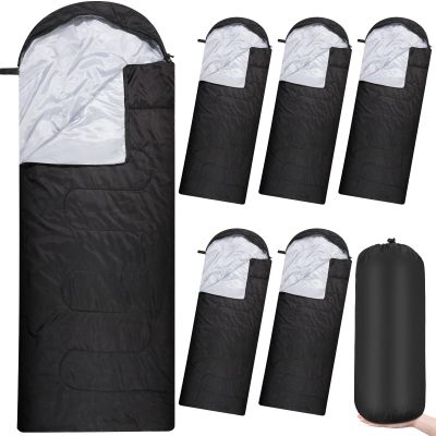 Macarrie 6 Pack Bulk Sleeping Bags for Homeless Donation, 0 Degree Waterproof Sleeping Bags with Compression Sack for Adults Winter Cold Weather Care Camping Hiking Emergency(Black)
