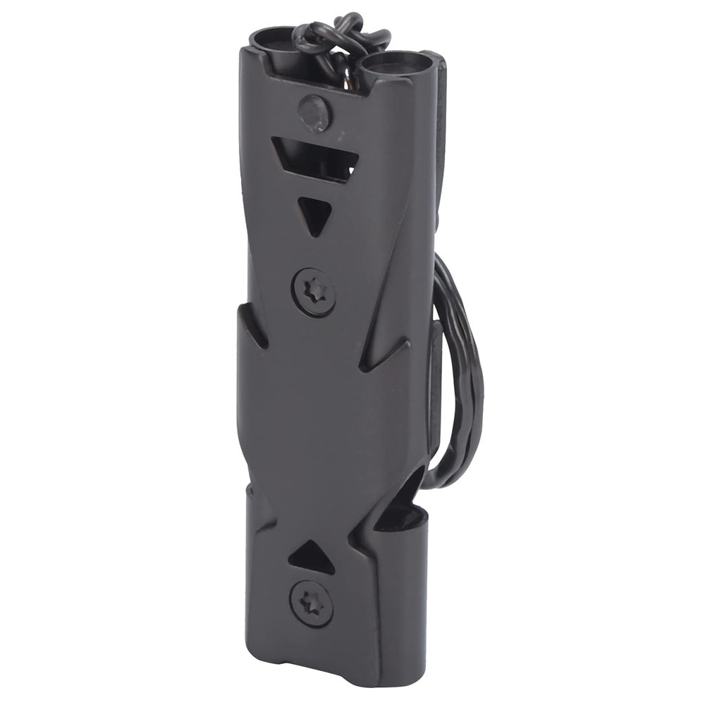 Aluminum Emergency Survival Whistle for Camping Hiking Hunting Outdoors Sports,Emergency Whistle with Keychain, Outdoor Safety Kids Lifeguard Rescue Signaling, Loud Sound(Black), Whistle Signal